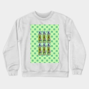 Vintage Thermos Green with Pastel Green Tile Floor Pattern - Retro Hong Kong Crewneck Sweatshirt